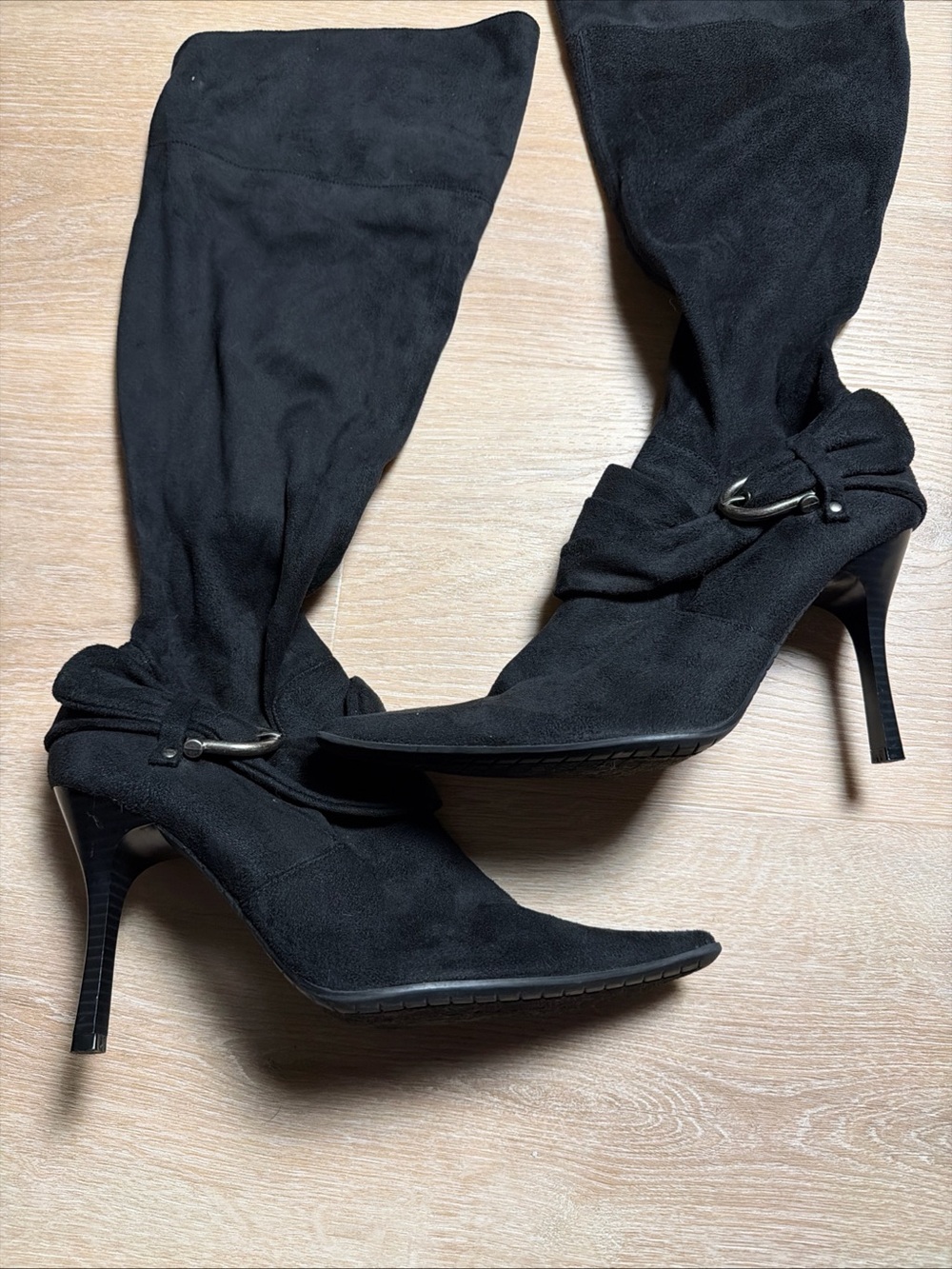 Vintage Y2K Rampage Carlie 1 Black Faux Suede Slouchy Over The Knee Boots Sz 9.5